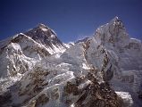 0-1 Everest, Lhotse and Nuptse From Kala Pattar In October 1997 I trekked to Everest in Nepal. I had a beautiful but cold morning on my trek to Kala Pattar. Here is a wider view of Everest, Lhotse and Nuptse.
